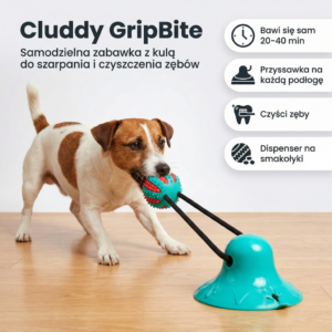 Cluddy GripBite – Samodzielna zabawka z kulą do szarpania i czyszczenia zębów