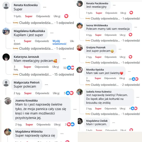 Komentarze klientów Cluddy z Facebooka